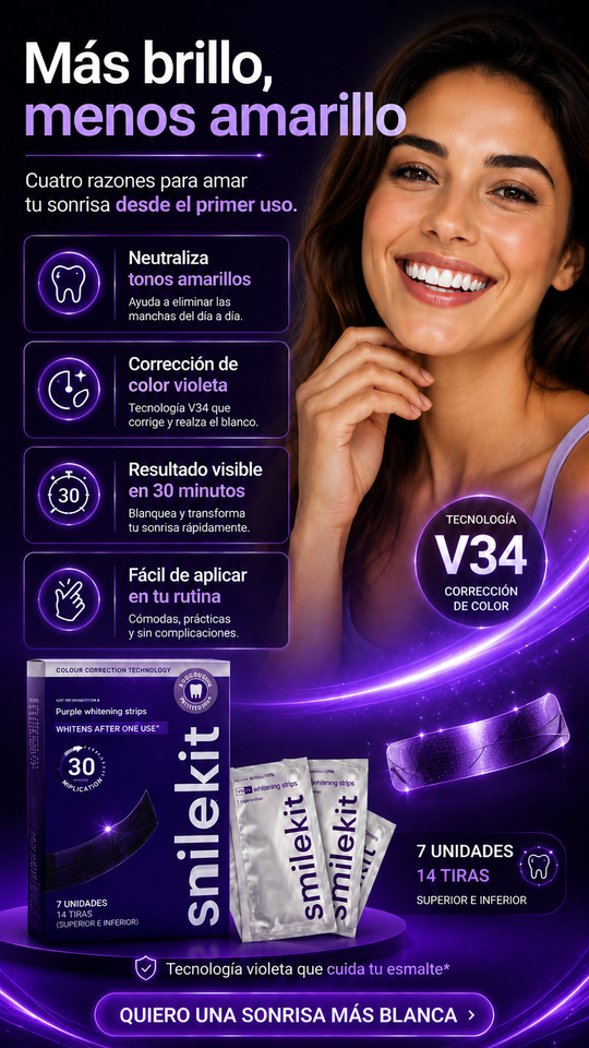 Smilekit Tiras Violetas: Blanqueamiento Dental en 30 Minutos
