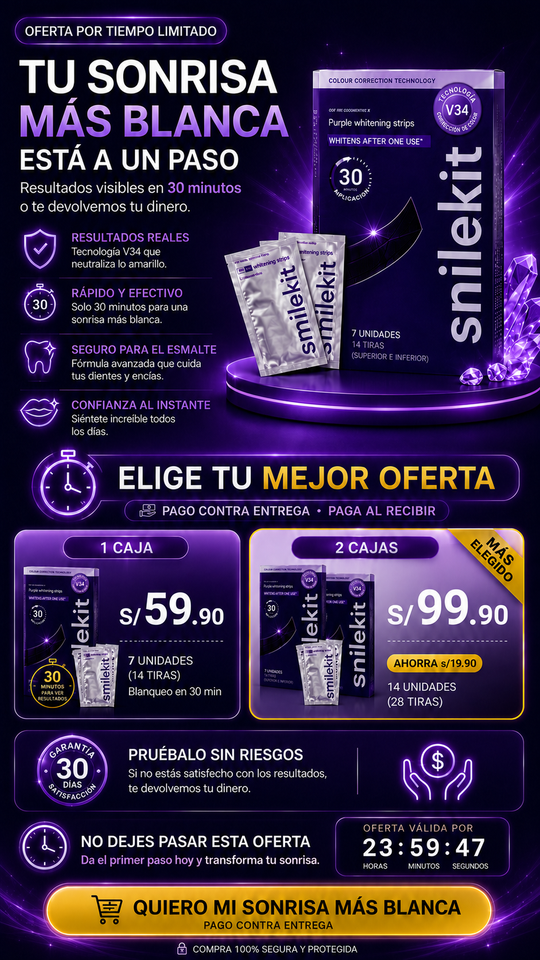 Smilekit Tiras Violetas: Blanqueamiento Dental en 30 Minutos