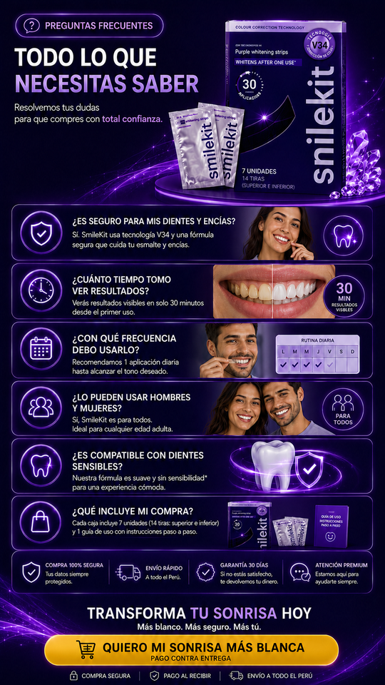 Smilekit Tiras Violetas: Blanqueamiento Dental en 30 Minutos