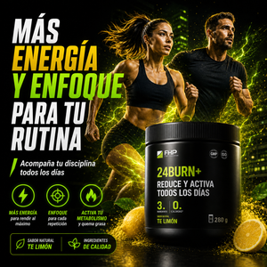 24burn+ Fórmula Fitness Sabor Limón para Energía, Enfoque y Apoyo Metabólico