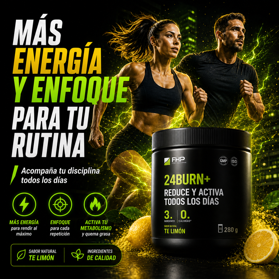 24burn+ Fórmula Fitness Sabor Limón para Energía, Enfoque y Apoyo Metabólico