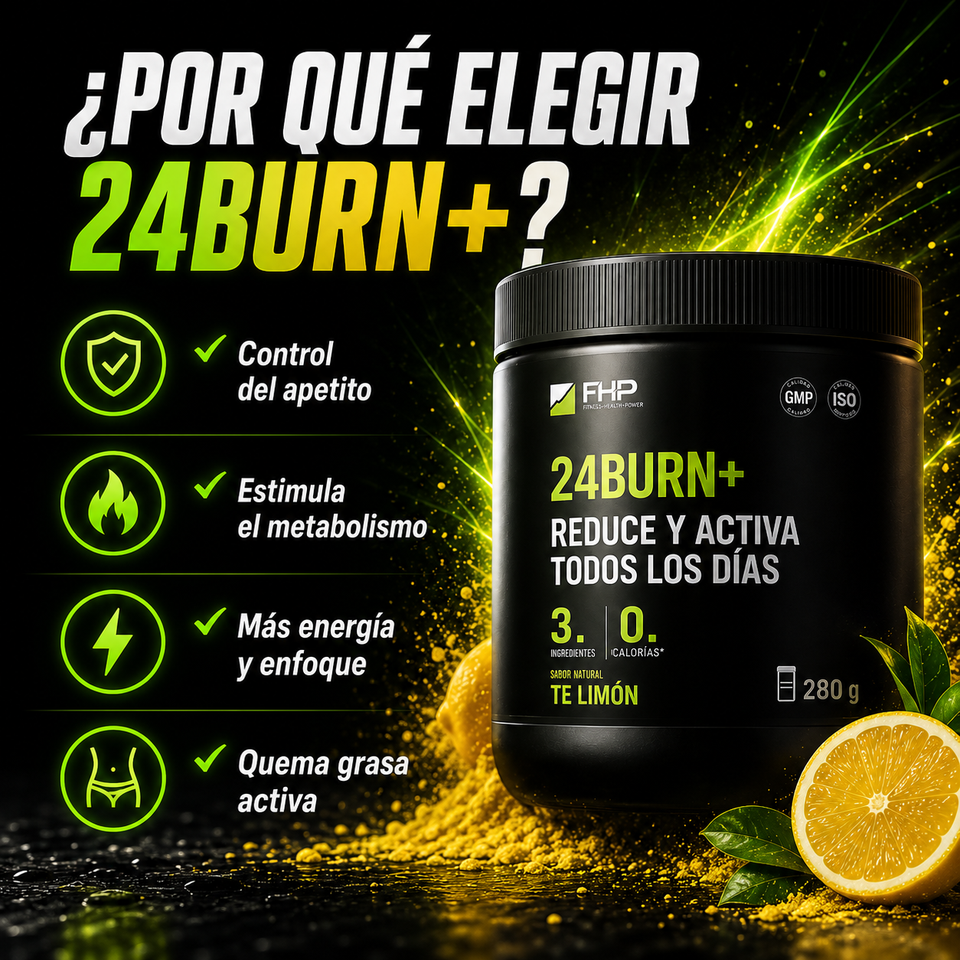 24burn+ Fórmula Fitness Sabor Limón para Energía, Enfoque y Apoyo Metabólico
