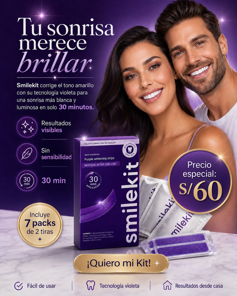Smilekit Tiras Violetas: Blanqueamiento Dental en 30 Minutos
